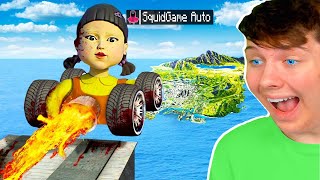 Skáču SQUID GAME AUTAMA přes celý svět v GTA 5!