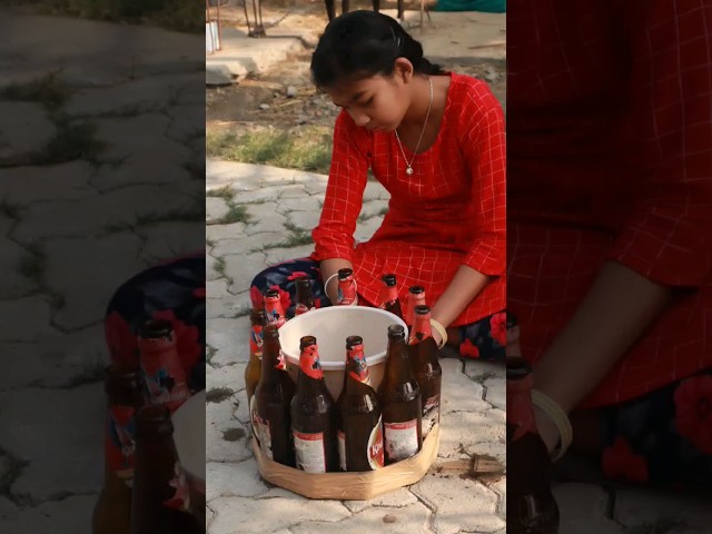 Beer Bottles ideas 🍾 Stool making #shorts #youtubeshorts #diy #bottlecraft #hacks #viral class=