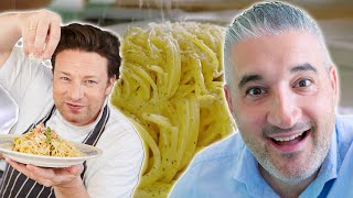 Italian Chef Reacts to Jamie Oliver Sweet Leek Carbonara