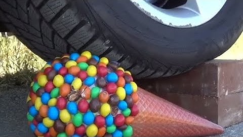 Experiment car vs M&M vs watermelon 🍉 vs jelly vs ice-cream / crushing crunchy soft by things car
