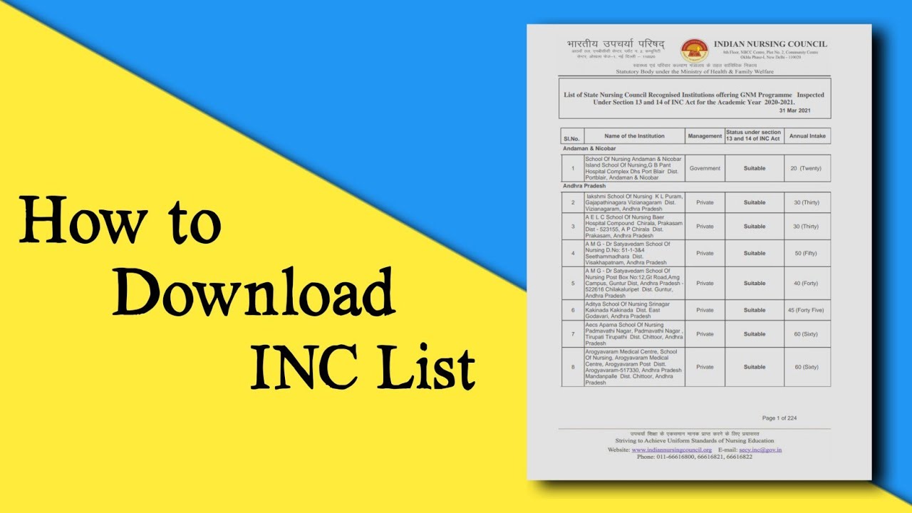 how to Download INC List || Inc list Download || Indian Nursing council List Download