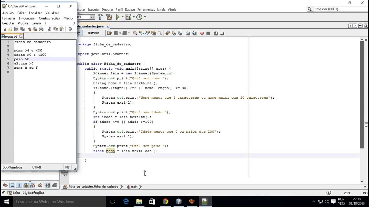 Ficha de cadastro em Java - YouTube