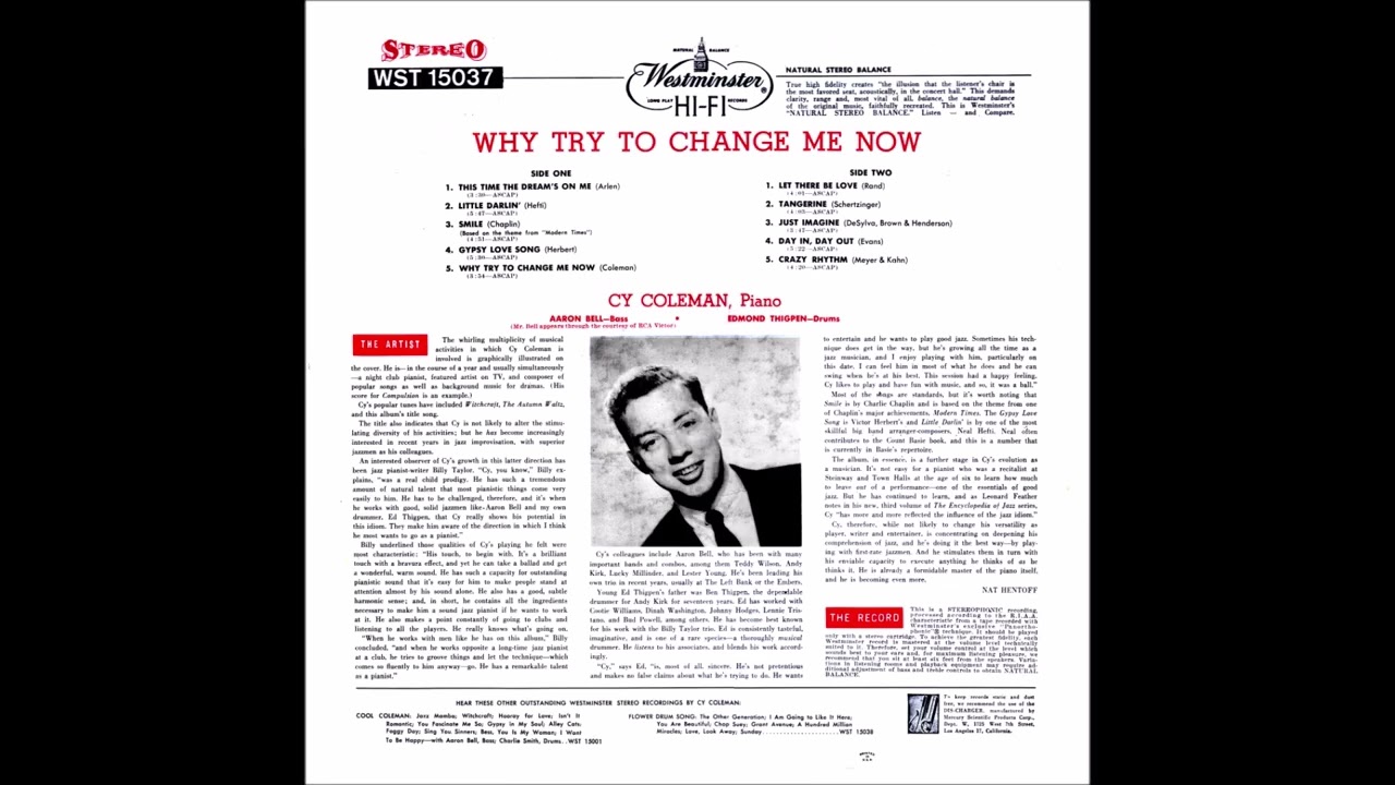 Cy Coleman Trio – Why Try To Change Me Now - YouTube