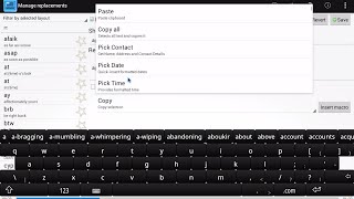 Android Softkeyboard with text expander, macros and support for emoticons screenshot 1