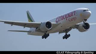 *RARE* Ethiopian Cargo Boeing 777F [ET-ARJ] landing at Los Angeles (LAX/KLAX)