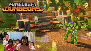 新ステージ「薄暗いジャングル」に挑戦! マインクラフトダンジョンズ実況せんももあいパパ4人同時プレイ#15