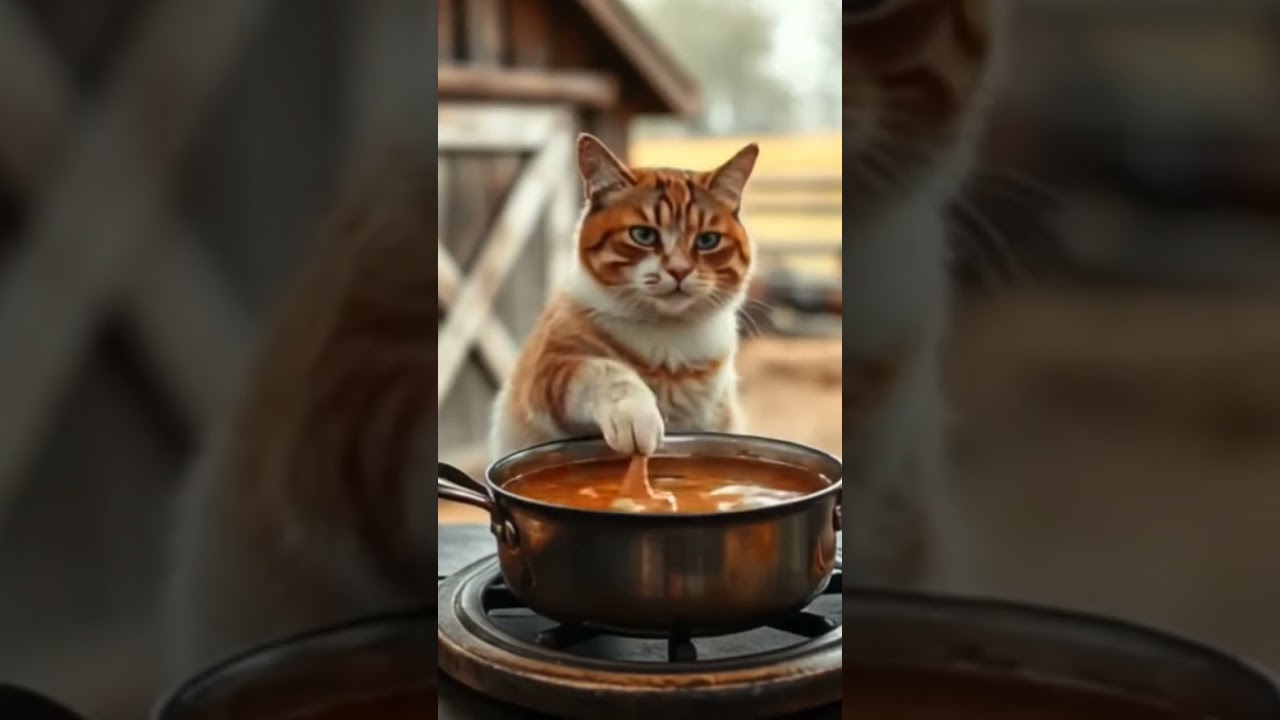 cat making soup 