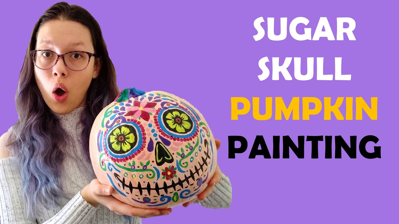 CUTE & EASY DIY: Sugar Skull Pumpkin Painting 🎃💀