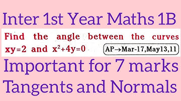 Inter 1st Year Maths 1B||Tangents and Normals||angle between two curves@maths naresh eclass