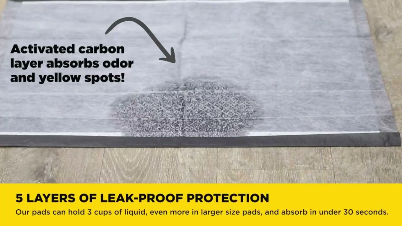 Glad for Pets Black Charcoal Puppy Pads - Super Absorbent Disposable Dog Pee Pads 