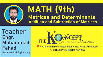 9th Math | Addition and Subtraction of Matrices