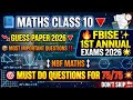 Important Questions 🔥| Class 10 Maths | Guess Paper 2026 | FBISE 1st Annual Exams 2026