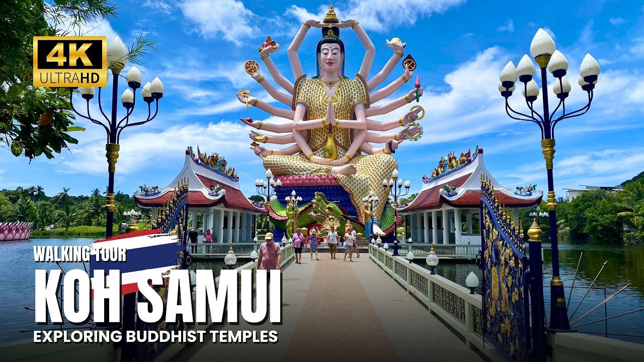 Buddhist Temples in Koh Samui 🇹🇭 How Wat Plai Laem Looks in Low Season | 4K Walking Tour