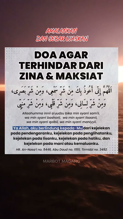 Doa agar terhindar dari zina dan maksiat