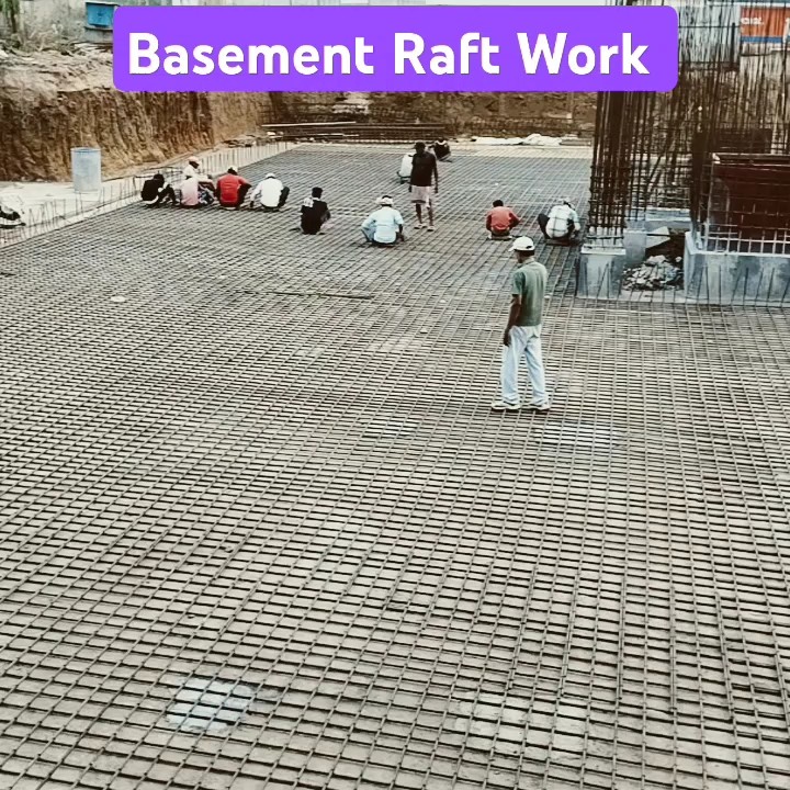 Basement Raft Footing Steel Binding Work // Raft Footing Steel details ...
