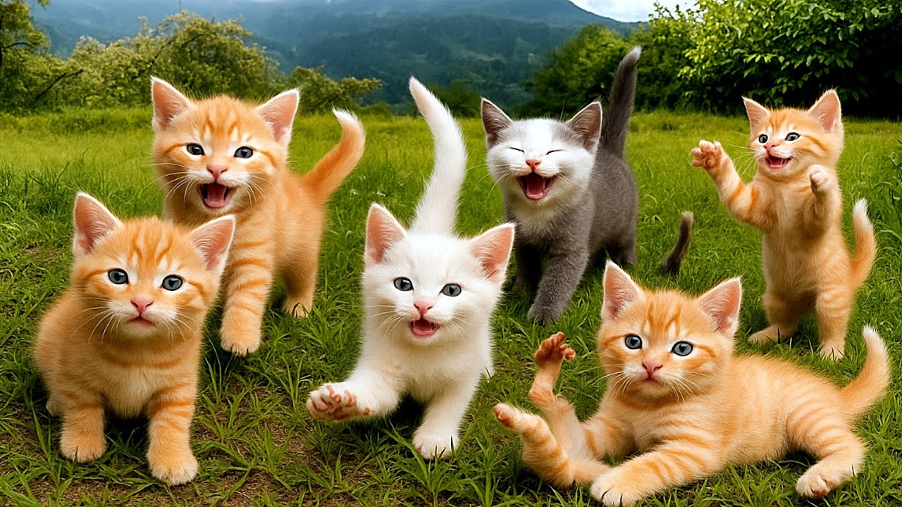 Adorable🐱 Cats kittens Having Fun on Green Grass | Cats Playing - YouTube
