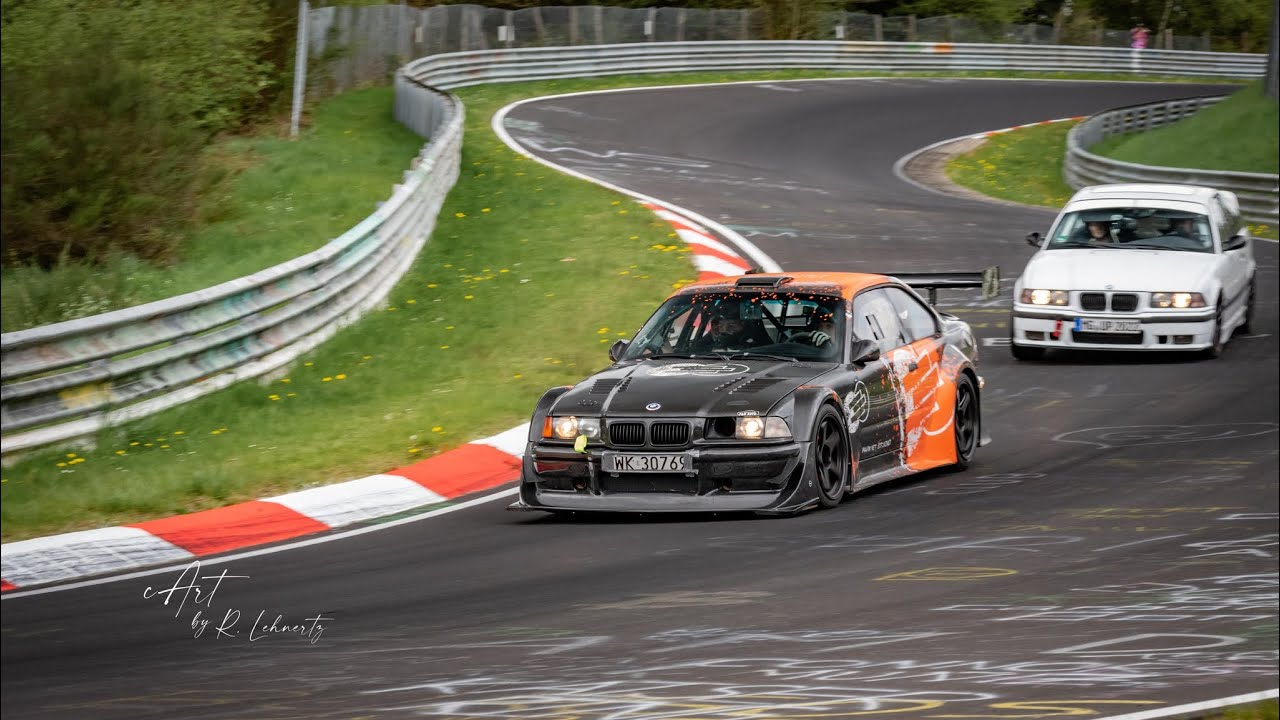 BMW M3 E36 GTR S54B32 7:45 BTG Nurburgring Nordschleife TF First Time ...