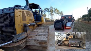 local heavy haul, kenworth moving deere 700k dozer with rgn lowboy
