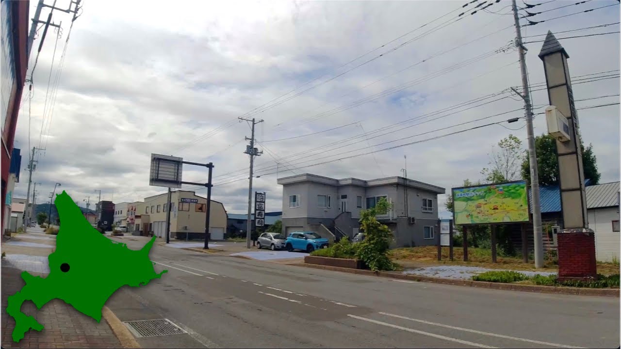 4K Walk Japan　雨竜町の商店街を散歩　2021年8月