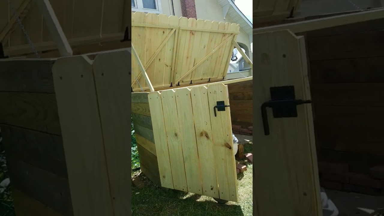 trash bin storage garage leftover 2x6, 4x4 new 2x4, 2x2 & dog ear fence boards