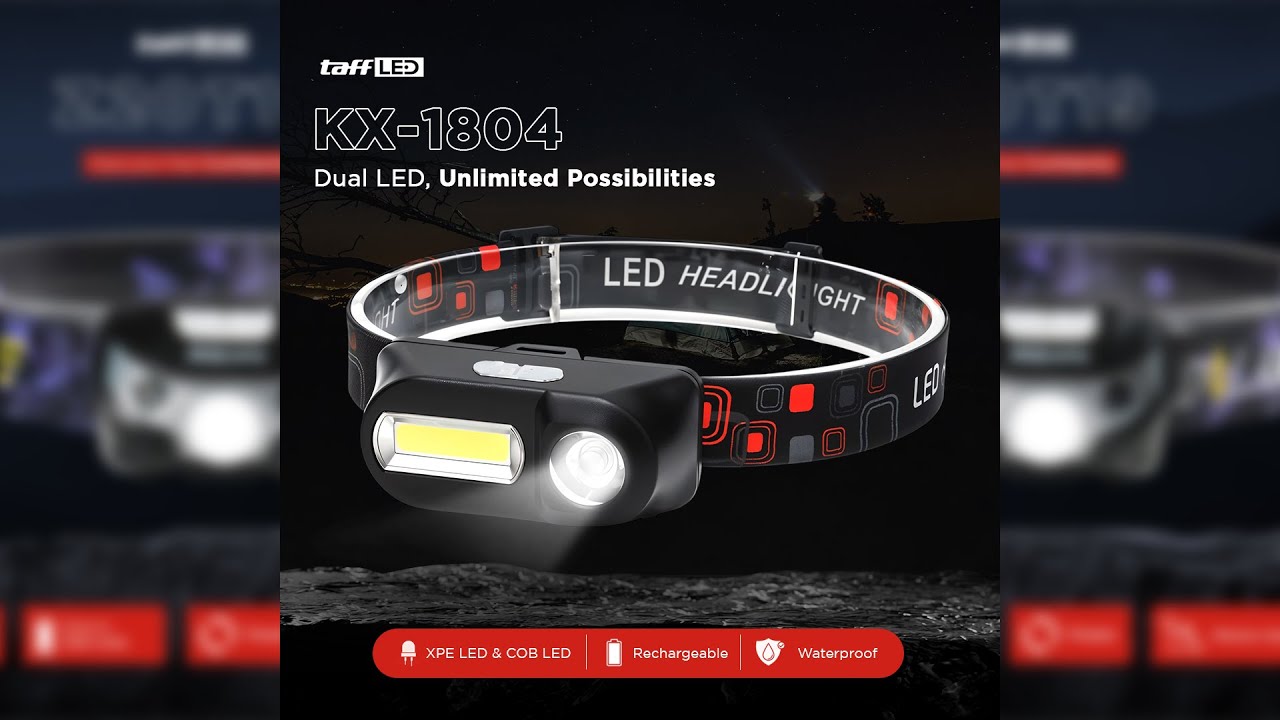 TaffLED Headlamp Flashlight Headlight LED 3 Modes XPE COB - 7RFL0DBK