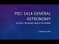 General Astronomy: Lecture 2 - The Ancient Views of the Heavens