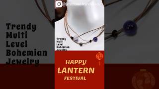 Lantern Festival Blessings Multi Level Diffuser Leather Necklace Birthstones Letters Option #shorts