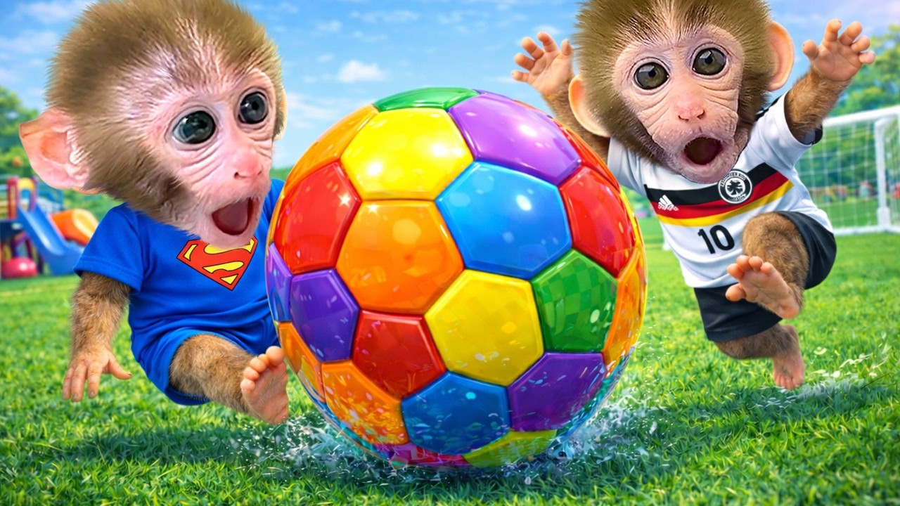 Affe BonBon spielte gerade mit seinem Freund Fußball, als er eine riesige Wassermelone entdeckte