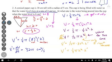 Unit 7 Day 3 Even More Related Rates Video Notes