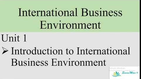 IBO-1 II Unit-1 II Introduction to International Business Environment II Scoremax