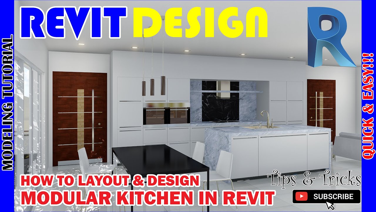 RD057. How to Layout & Design Modular Kitchen in Revit. Modern
