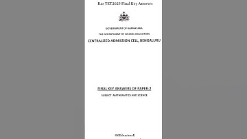 KarTET 2025 Final Key Answer Of Paper I and Paper II #tet #kartet #kartet2025 #result