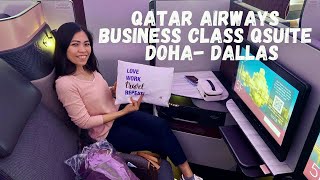 QATAR AIRWAYS BUSINESS CLASS QSUITE DOHA TO DALLAS FLIGHT