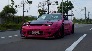 Ito's , Pink Rocket Bunny S13 180sx in Kobe | 4k