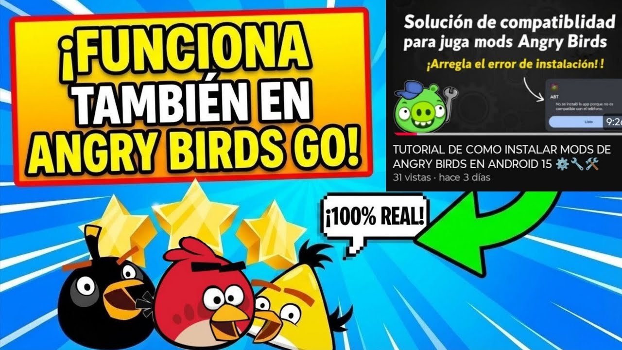 TUTORIAL DE CÓMO INSTALAR MODS DE ANGRY BIRDS GO EN ANDROID 15 | ¡NO SOLO RESORTERAS! 🐦🏎️⚙️🔧😱