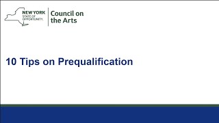 NYSCA Webinar: 10 Tips on Prequalification