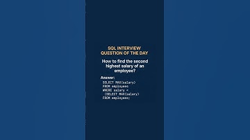 SQL Interview Question of the day.Here’s how to find the second highest salary using SQL.
