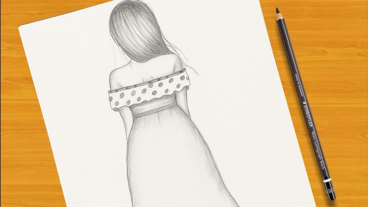 Easy Pencil Sketch of a Girl from Behind | Simple Drawing Tutorial for Beginners