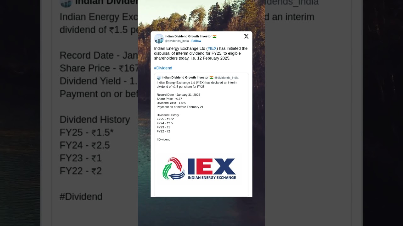 Indian Energy Exchange Ltd Interim Dividend for FY25 Credited in Bank Accounts. 