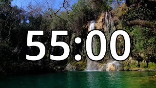55 Minutes Timer with Waterfall Sounds for Relaxation