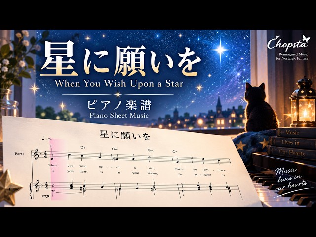 星に願いを 楽譜 When You Wish upon a Star コードネーム付楽譜 - YouTube