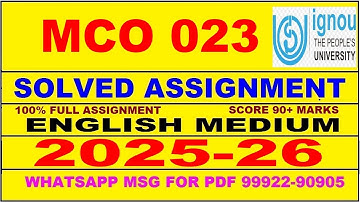 MCO 023 solved assignment 2025-26 in English || mco 023 solved assignment 2026 || mco23 2025-26