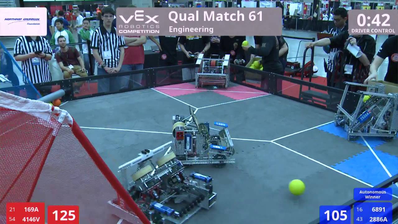 VEX Worlds 2016 - VRC High School - Engineering - Qual 61 (169A 4146V) 195 vs 231 (6891 2886A)