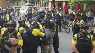 Far-right groups disperse, anti-fascists turn on PPB
