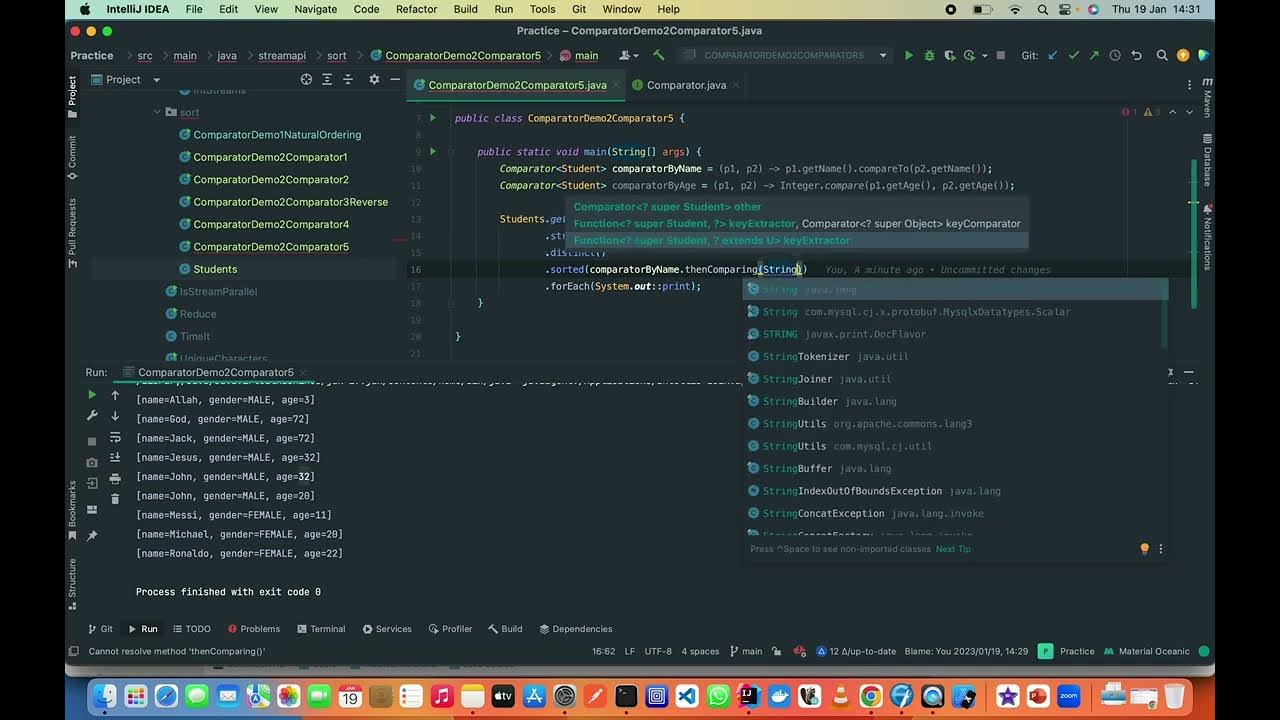 Stream API Part 19 - Sorted Comparator thenComparing, reversed - YouTube
