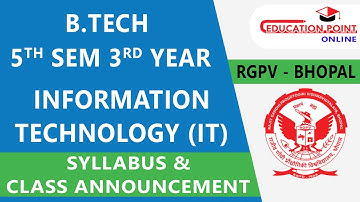 RGPV Information Technology (IT) B.Tech 5th Sem Syllabus | Road Map for RGPV IT 5th Sem 3rd Year