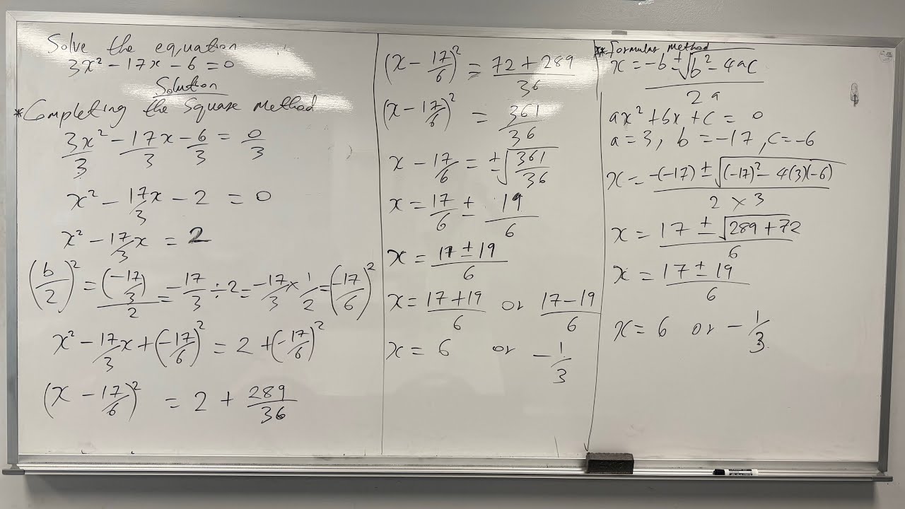 COMPLETING THE SQUARE METHOD OF SOLVING QUADRATIC EQUATION - YouTube