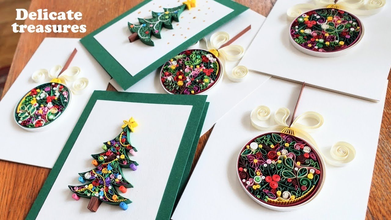 Как сделать рождественские открытки из бумаги в технике квиллинг