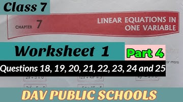 Dav class 7 Maths chapter 7 Linear Equations in one variable Worksheet 1 Part 4 - Questions 18 to 25