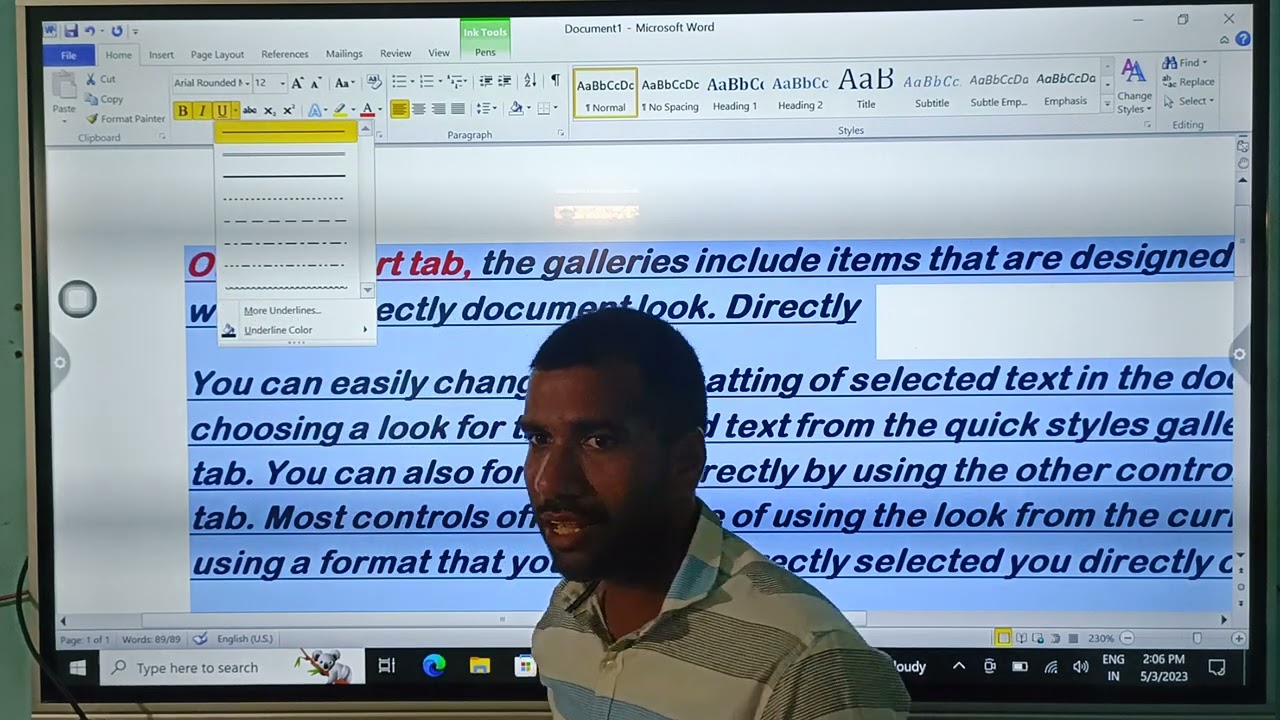 MicroSoft word Home Menu Exam Point 👉 👉